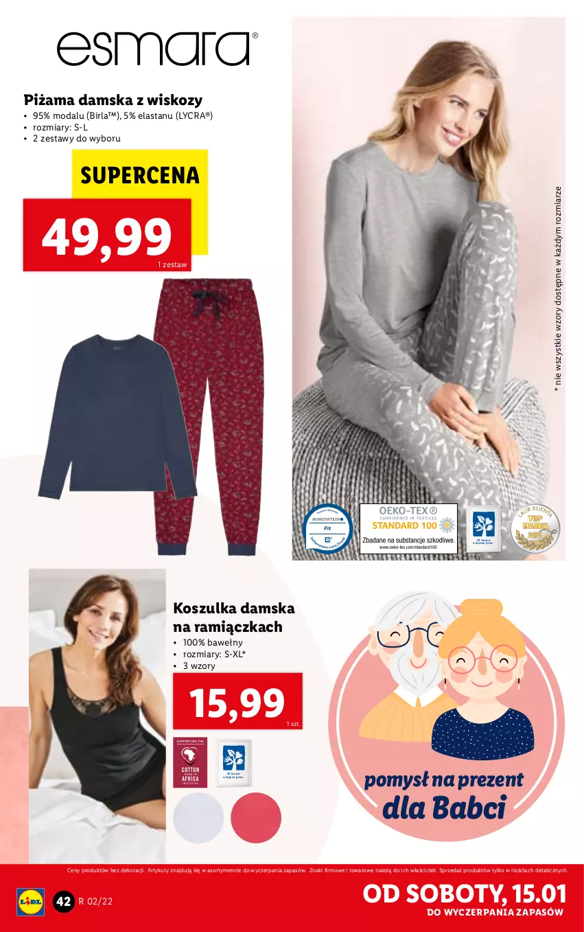 Gazetka promocyjna Lidl - GAZETKA - ważna 10.01 do 16.01.2022 - strona 42 - produkty: Kosz, Koszulka, Moda, Piżama