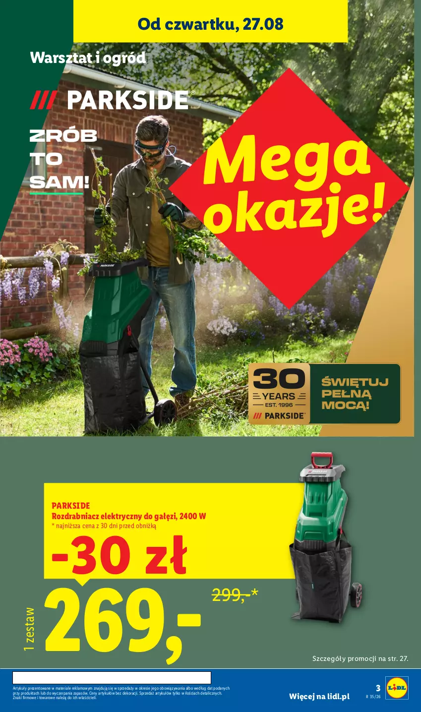Gazetka promocyjna Lidl - Gazetka ważna od 24.08. do 30.08. - ważna 24.08 do 30.08.2026 - strona 3 - produkty: Ogród, Parkside, Rozdrabniacz