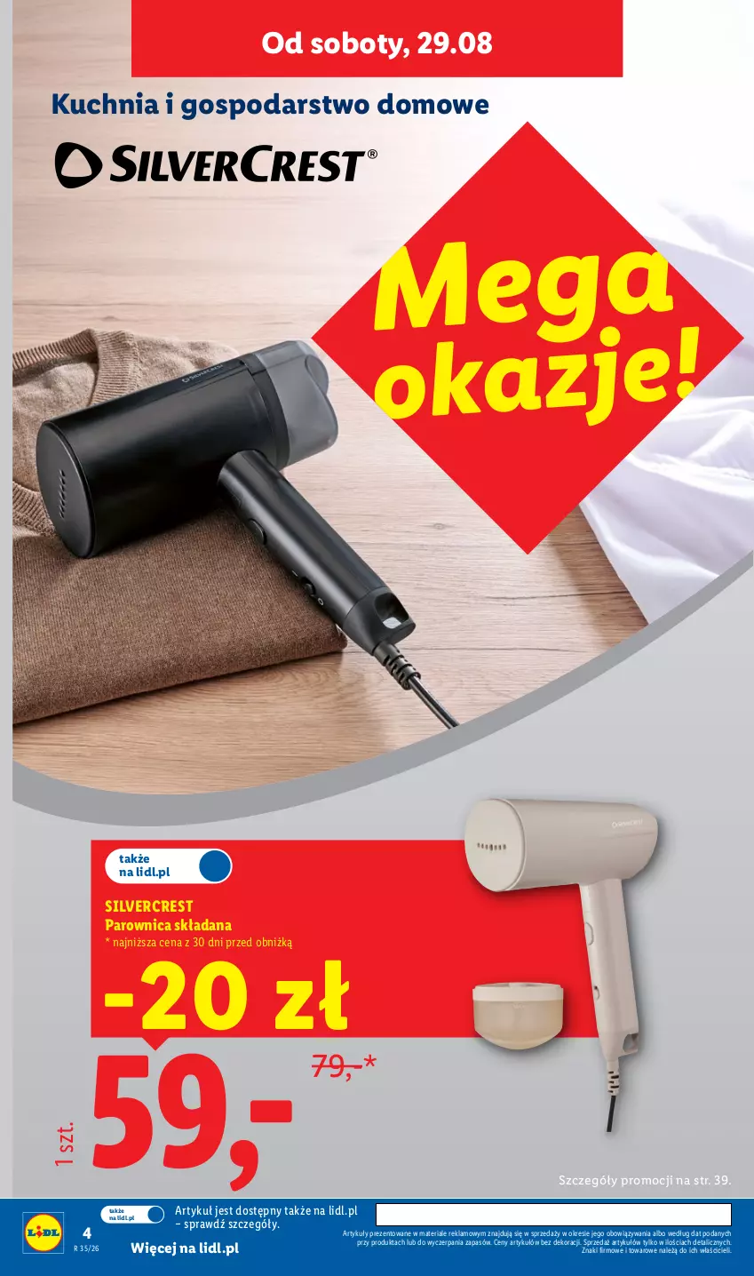 Gazetka promocyjna Lidl - Gazetka ważna od 24.08. do 30.08. - ważna 24.08 do 30.08.2026 - strona 4 - produkty: Kuchnia, Parownica, Silvercrest