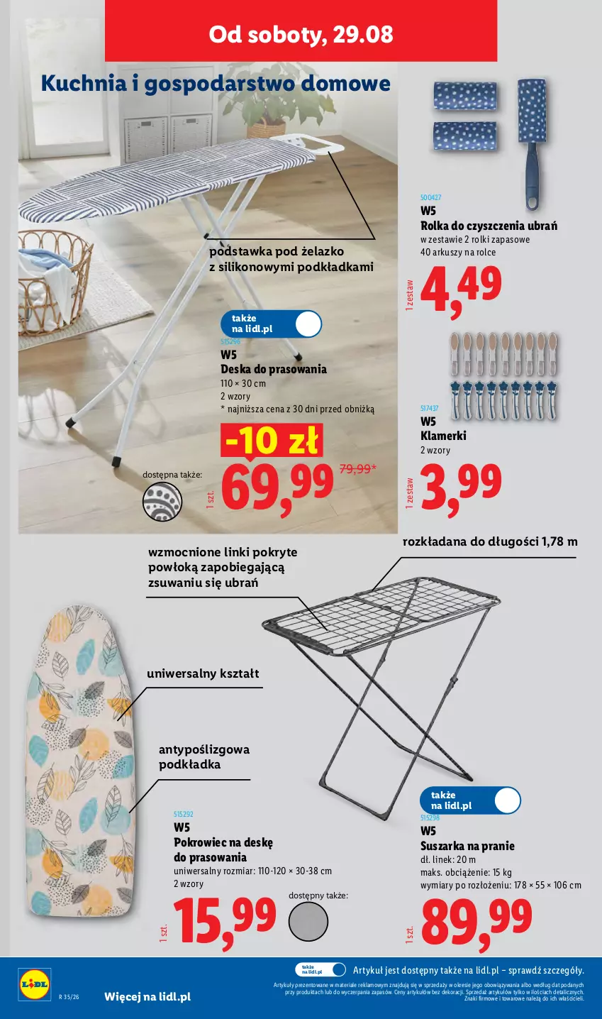 Gazetka promocyjna Lidl - Gazetka ważna od 24.08. do 30.08. - ważna 24.08 do 30.08.2026 - strona 54 - produkty: Deska do prasowania, Kuchnia, Podkład, Podkładka, Pokrowiec, Pokrowiec na deskę, Rolki, Suszarka, Suszarka na pranie