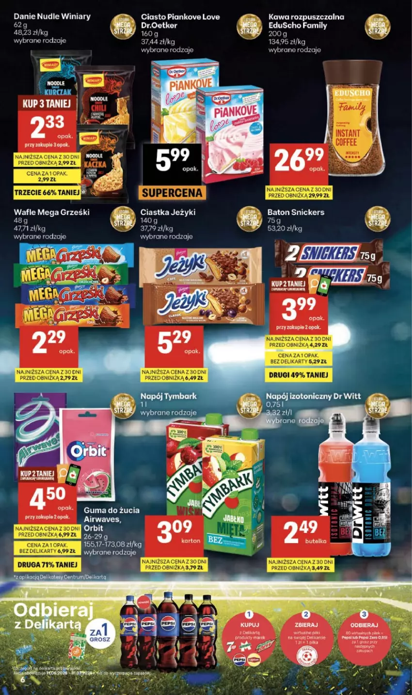 Gazetka promocyjna Delikatesy Centrum - Franczyza DC29 Czwartek - ważna 16.07 do 22.07.2026 - strona 6 - produkty: Fa, Grześki, Guma do żucia, Kawa, Kawa rozpuszczalna, Napój, Wafle, Winiary