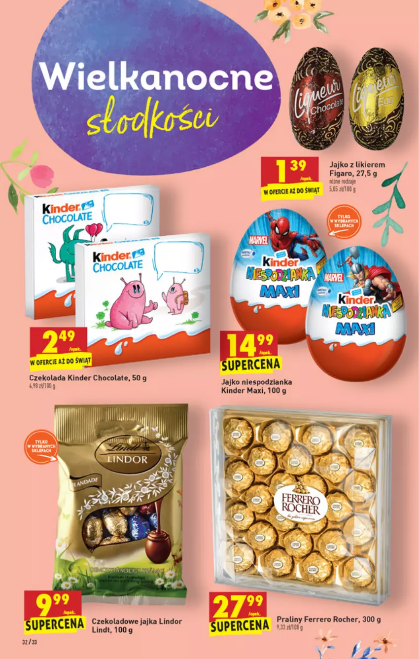 Gazetka promocyjna Biedronka - W tym tygodniu - ważna 11.03 do 17.03.2021 - strona 32 - produkty: Czekolada, Ferrero, Ferrero Rocher, Kinder, Likier, Lindor, Lindt, Praliny