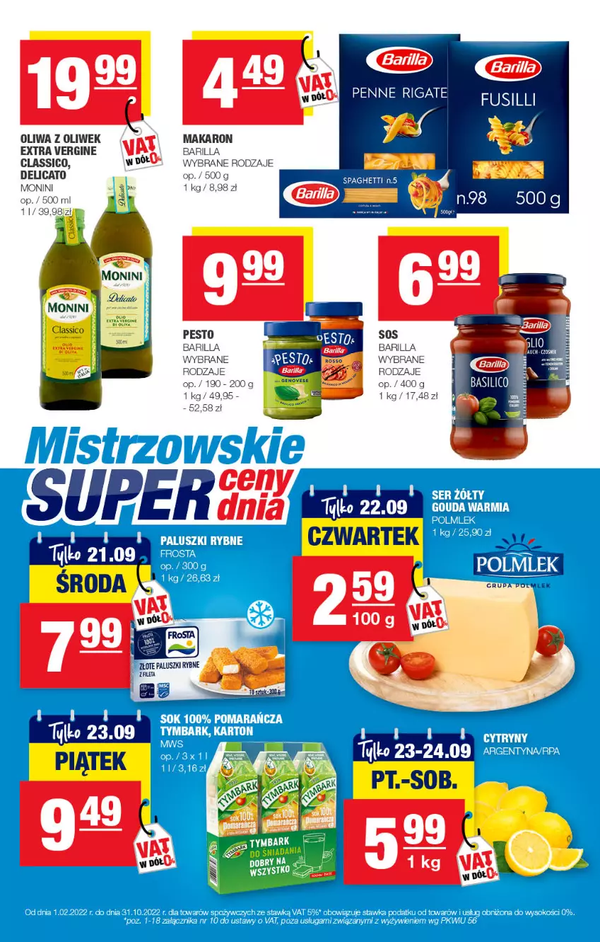 Gazetka promocyjna Spar - EuroSpar - ważna 11.09 do 21.09.2022 - strona 11 - produkty: Barilla, Gin, Makaron, Monini, Oliwa z oliwek, Pesto