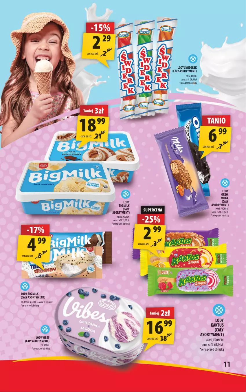 Gazetka promocyjna Arhelan - Gazetka - ważna 26.07 do 04.08.2024 - strona 11 - produkty: Algida, Big Milk, Kaktus, LG, Lody, Milka, Mola