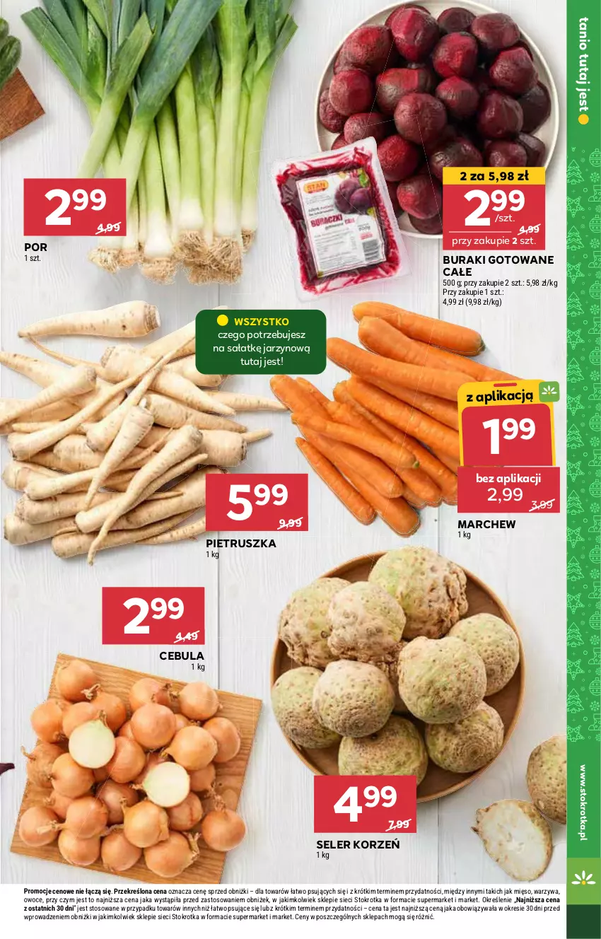 Gazetka promocyjna Stokrotka - Supermarket - ważna 19.12 do 27.12.2024 - strona 15 - produkty: Buraki, Cebula, Mięso, Owoce, Pietruszka, Por, Sałat, Seler korzeń, Warzywa