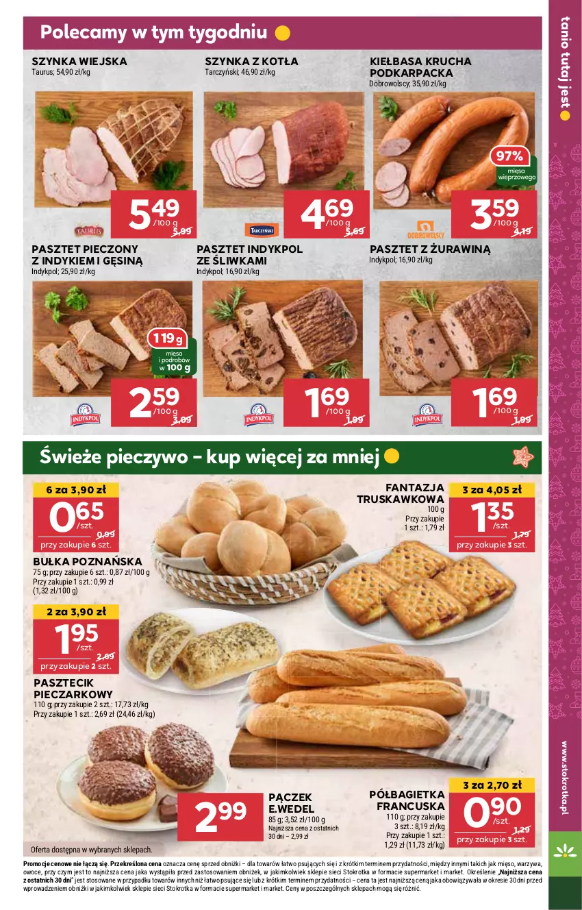 Gazetka promocyjna Stokrotka - Supermarket - ważna 19.12 do 27.12.2024 - strona 17 - produkty: Bagietka, Bułka, Fa, Fanta, Karp, Kiełbasa, Kiełbasa krucha, Mięso, Owoce, Pączek, Pasztet, Piec, Pieczywo, Półbagietka, Szynka, Warzywa