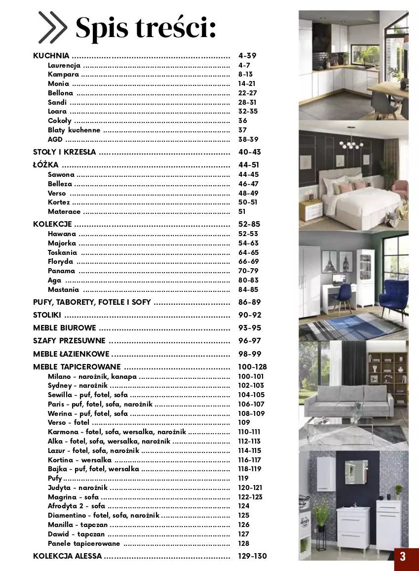 Gazetka promocyjna Bodzio - ważna 01.10 do 31.12.2022 - strona 3 - produkty: Bell, Biuro, Fa, Fotel, Kanapa, Kuchnia, Laur, Lazur, Materac, Meble, Meble biurowe, Meble łazienkowe, Narożnik, Orka, Puf, Sofa, Stolik, Szafy przesuwne, Taboret, Tera, Wersalka