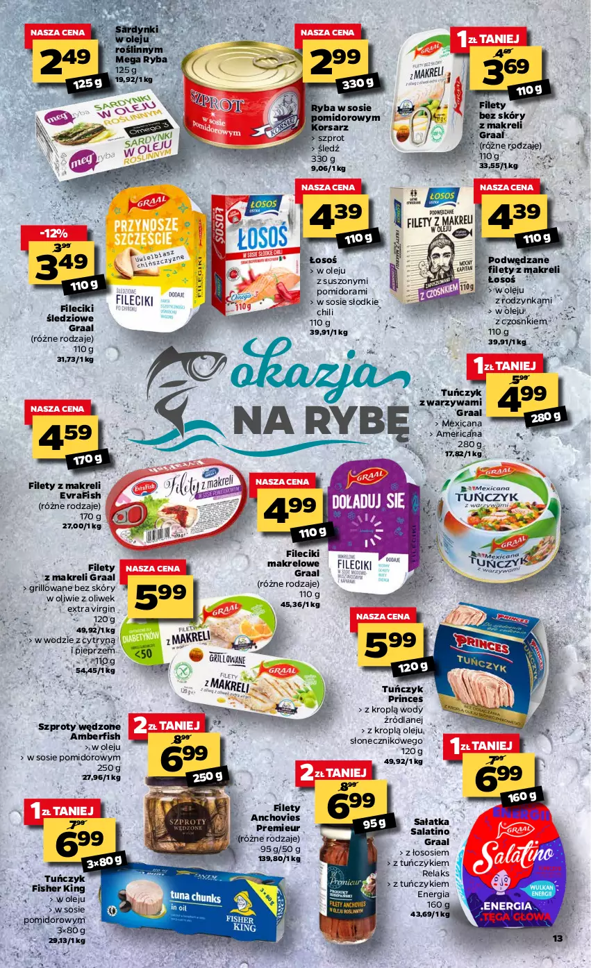 Gazetka promocyjna Netto - Oferta spożywacza - ważna 15.02 do 20.02.2021 - strona 13 - produkty: Gin, Gra, Graal, Grill, Olej, Pieprz, Ryba, Sałat, Sałatka, Sardynki, Sos, Szprot, Tuńczyk, Warzywa