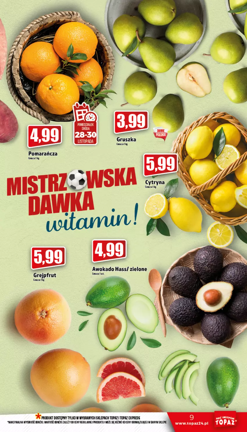 Gazetka promocyjna Topaz - Gazetka - ważna 24.11 do 30.11.2022 - strona 9 - produkty: Grejpfrut, LG, Sok, Top