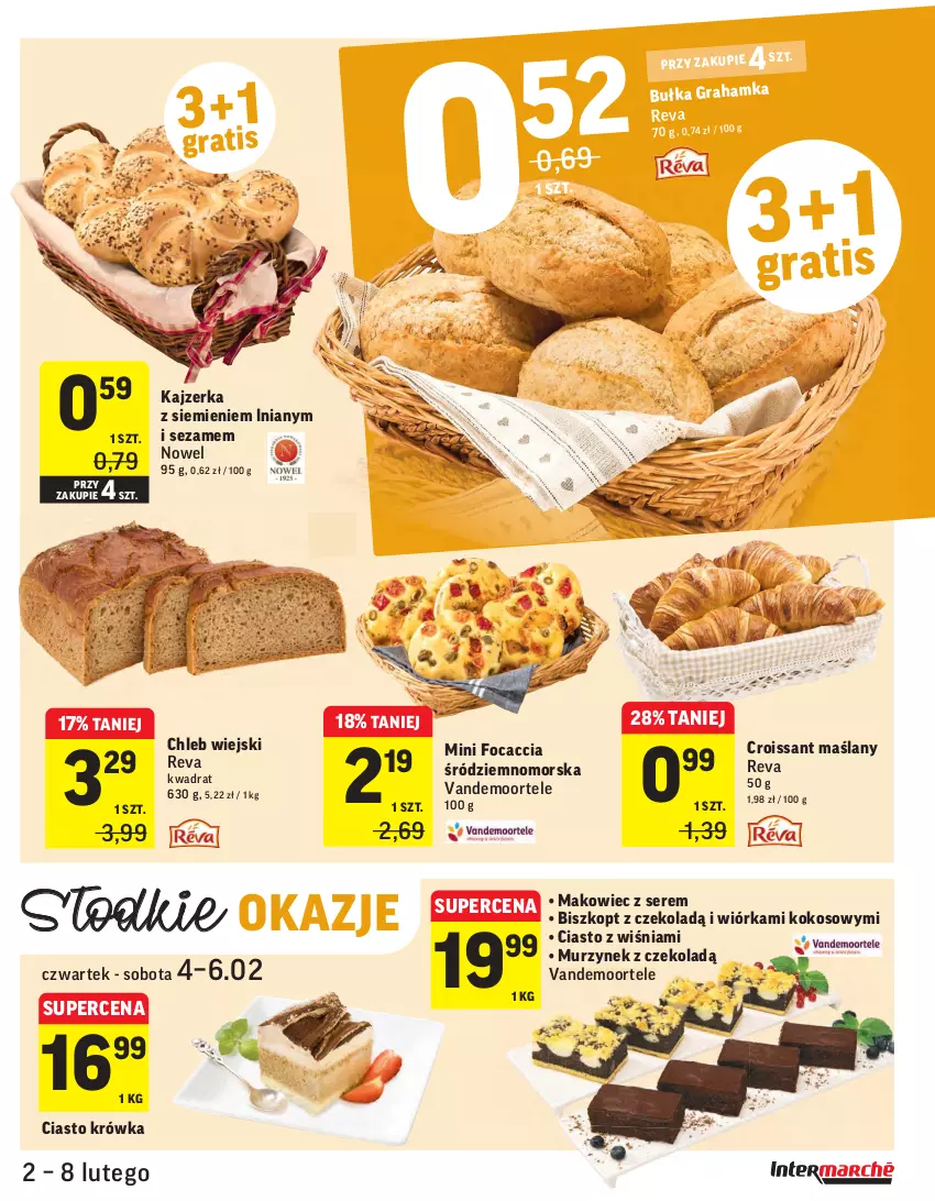 Gazetka promocyjna Intermarche - Świeżo tanio - ważna 02.02 do 09.02.2021 - strona 15 - produkty: Bułka, Bułka grahamka, Chleb, Croissant, Focaccia, Gra, Kajzerka, Kokos, Makowiec, Murzynek, Ser, Sezam