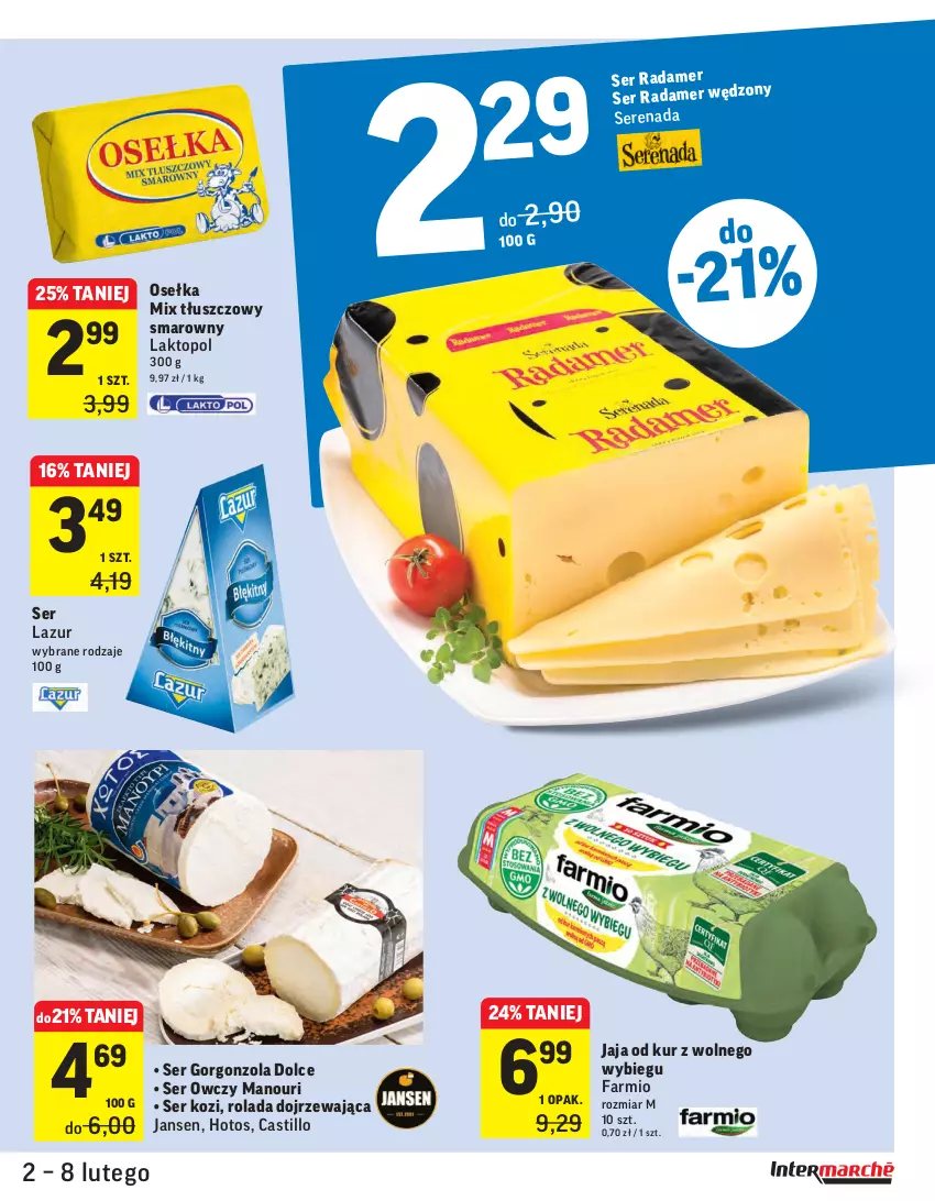 Gazetka promocyjna Intermarche - Świeżo tanio - ważna 02.02 do 09.02.2021 - strona 17 - produkty: Fa, Gorgonzola, Jaja, Lazur, Radamer, Rolada, Ser, Ser kozi, Ser owczy, Top