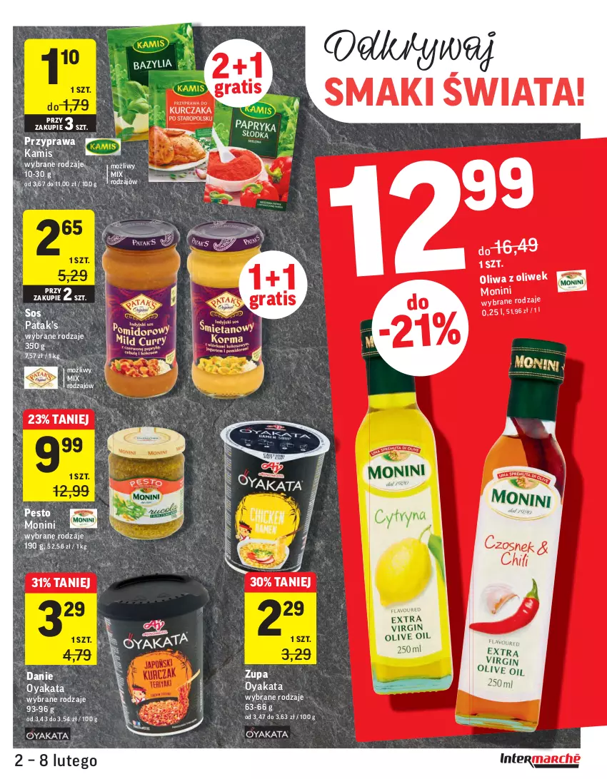 Gazetka promocyjna Intermarche - Świeżo tanio - ważna 02.02 do 09.02.2021 - strona 31 - produkty: Gra, Kamis, Monini, Oliwa z oliwek, Patak's, Pesto, Sos, Zupa