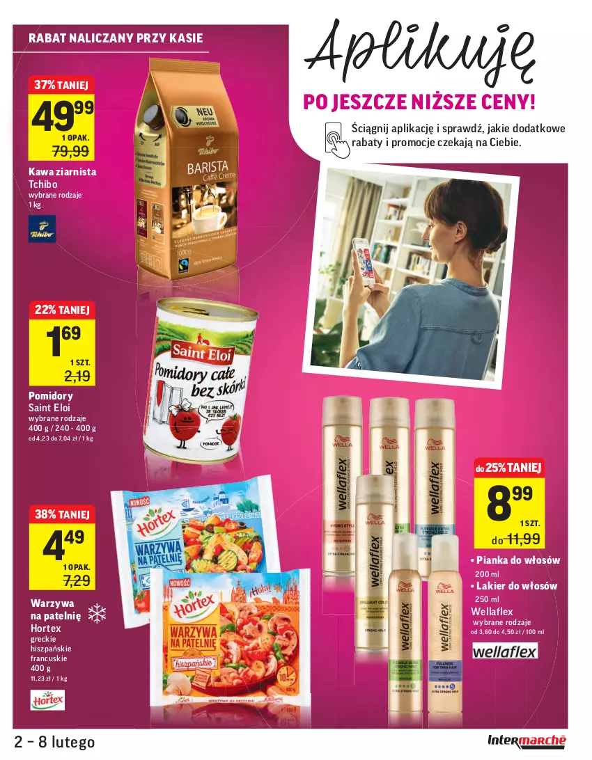 Gazetka promocyjna Intermarche - Świeżo tanio - ważna 02.02 do 09.02.2021 - strona 5 - produkty: Hortex, Kawa, Kawa ziarnista, Lakier, Lakier do włosów, Pianka do włosów, Pomidory, Tchibo, Warzywa, Wella, Wellaflex