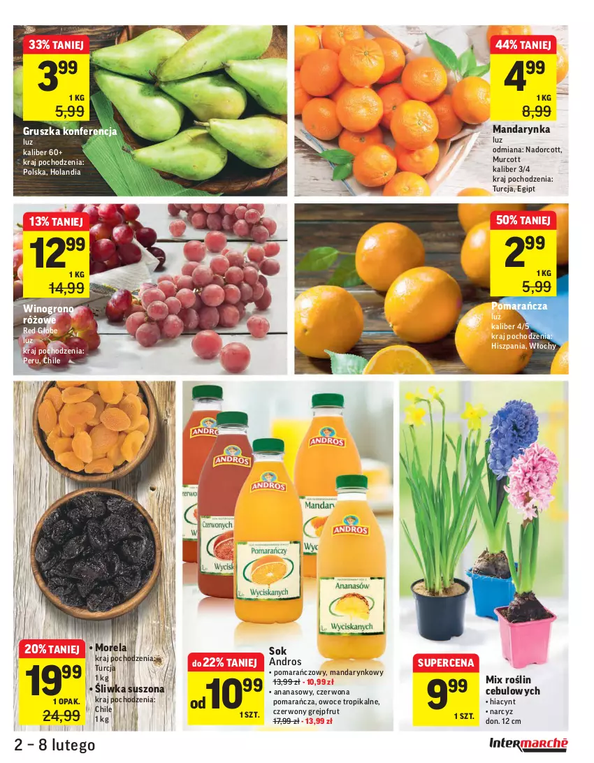 Gazetka promocyjna Intermarche - Świeżo tanio - ważna 02.02 do 09.02.2021 - strona 7 - produkty: Ananas, Grejpfrut, Hiacynt, Morela, Narcyz, Owoce, Sok, Wino