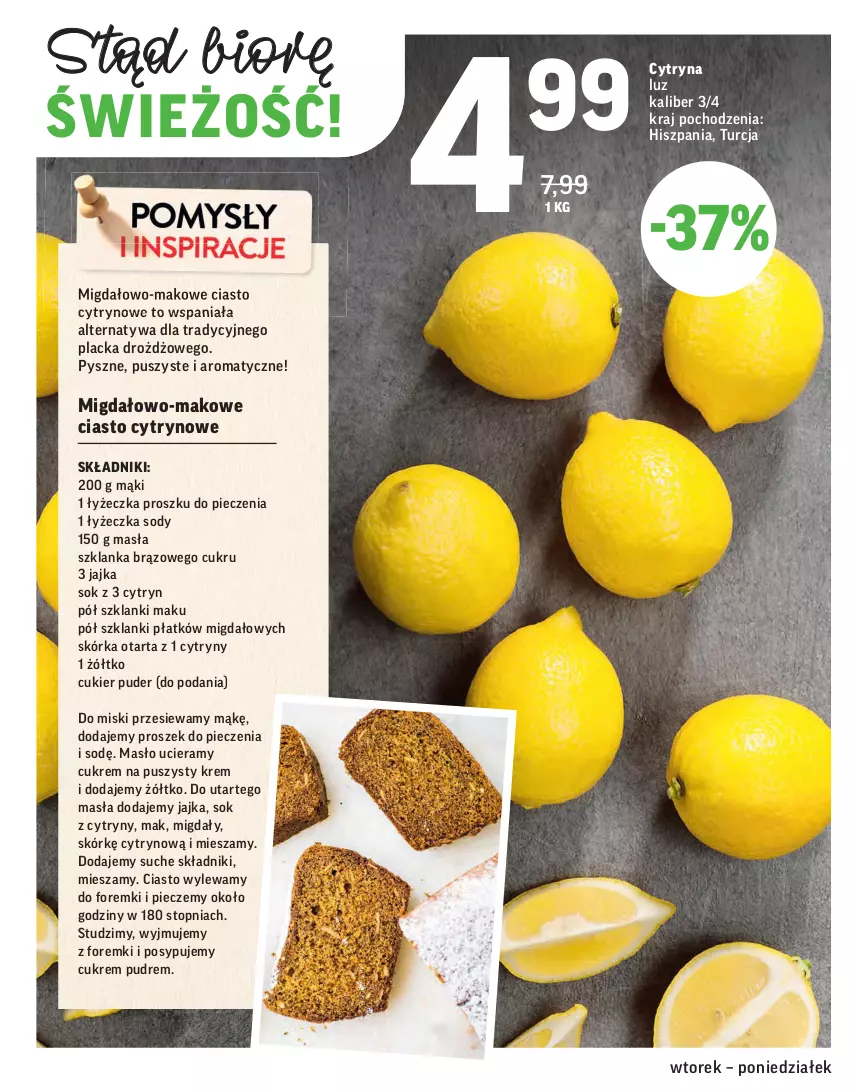 Gazetka promocyjna Intermarche - Świeżo tanio - ważna 02.02 do 09.02.2021 - strona 8 - produkty: Cukier, Cukier puder, Cytryny, Foremki, Lack, Lanki, Masło, Migdały, Piec, Proszek do pieczenia, Puder, Sok, Szklanka, Tarta, Top