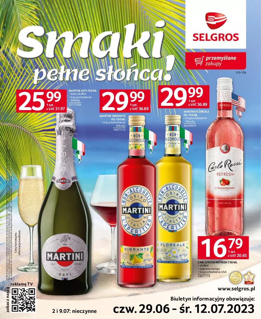 Gazetka promocyjna Selgros - Katalog Wina - ważna 29.06 do 12.07.2023 - strona 1 - produkty: Carlo Rossi, Fa, LG, Martini, Piec, Tran