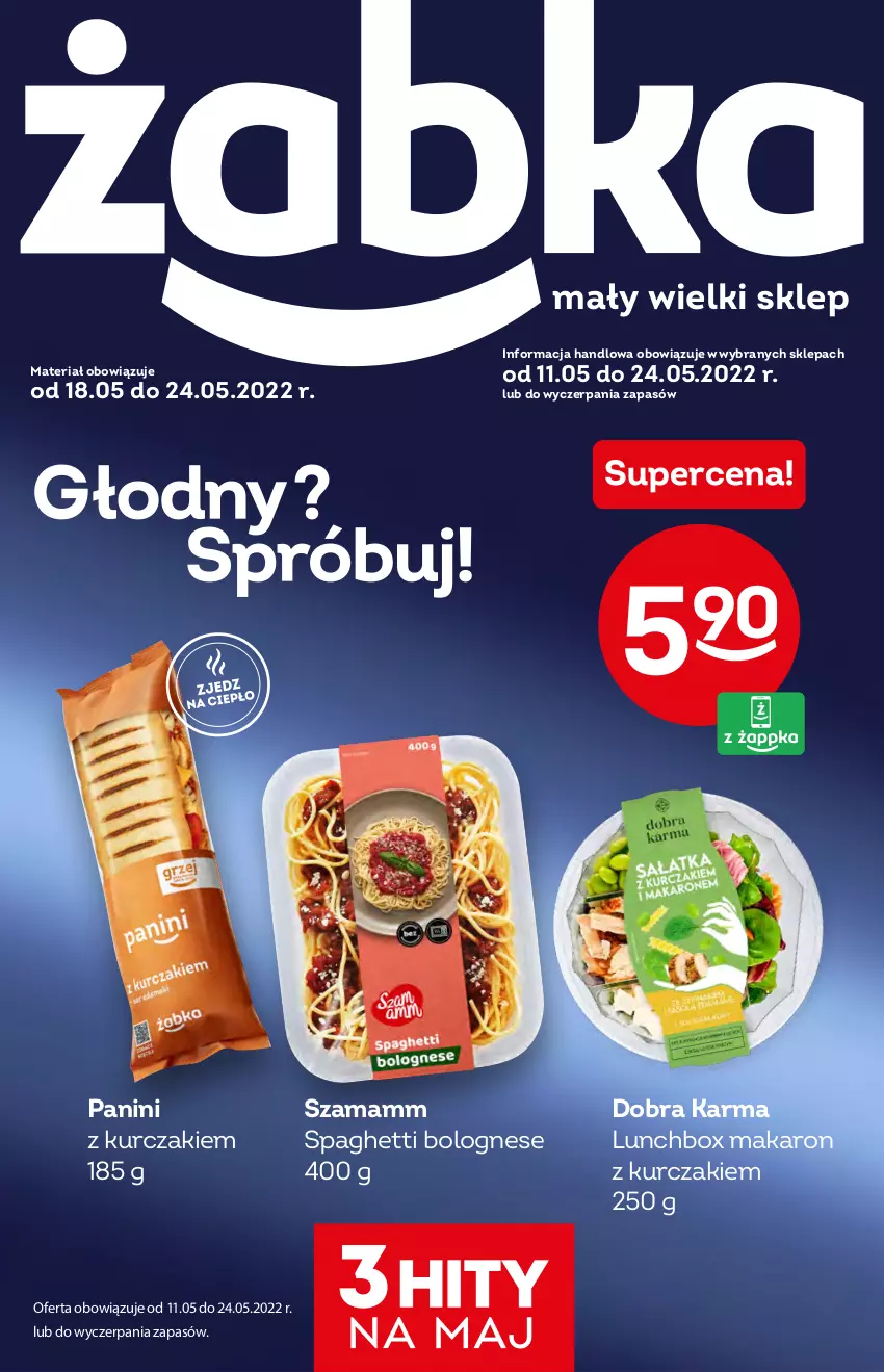 Gazetka promocyjna Żabka - ważna 18.05 do 24.05.2022 - strona 1 - produkty: Kurczak, Makaron, Spaghetti