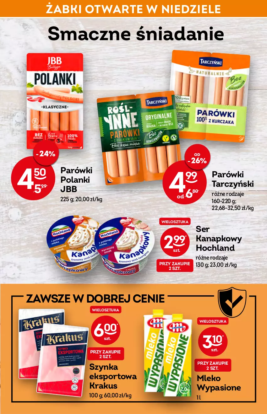 Gazetka promocyjna Żabka - ważna 18.05 do 24.05.2022 - strona 26 - produkty: Hochland, Krakus, Lanki, Mleko, Parówki, Por, Ser, Sport, Szynka, Tarczyński