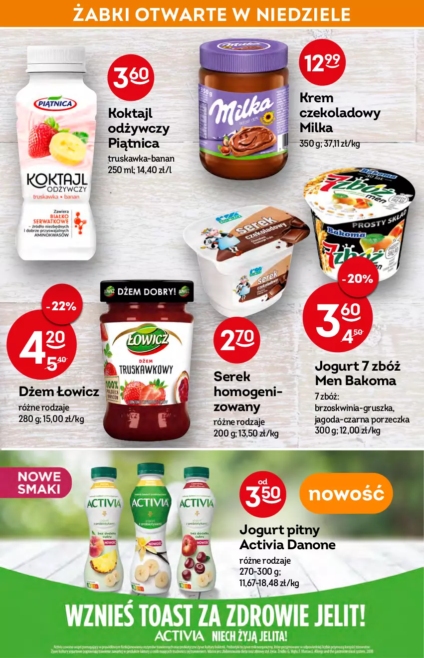 Gazetka promocyjna Żabka - ważna 18.05 do 24.05.2022 - strona 29 - produkty: Activia, Bakoma, Danone, Dżem, Jogurt, Jogurt pitny, Milka, Piątnica, Por, Ser, Serek, Serek homogenizowany