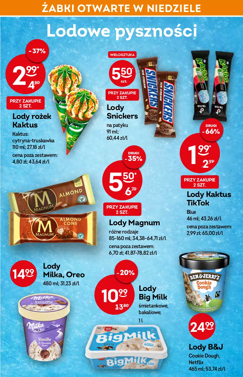 Gazetka promocyjna Żabka - ważna 18.05 do 24.05.2022 - strona 33 - produkty: Big Milk, Kaktus, Lody, Milka, Oreo, Snickers