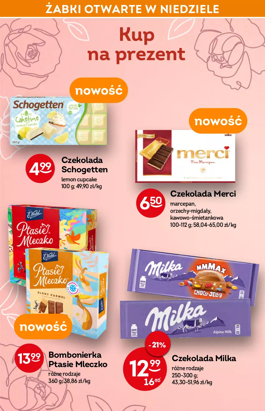 Gazetka promocyjna Żabka - ważna 18.05 do 24.05.2022 - strona 38 - produkty: Czekolada, Merci, Migdały, Milka, Mleczko, Ptasie mleczko, Schogetten