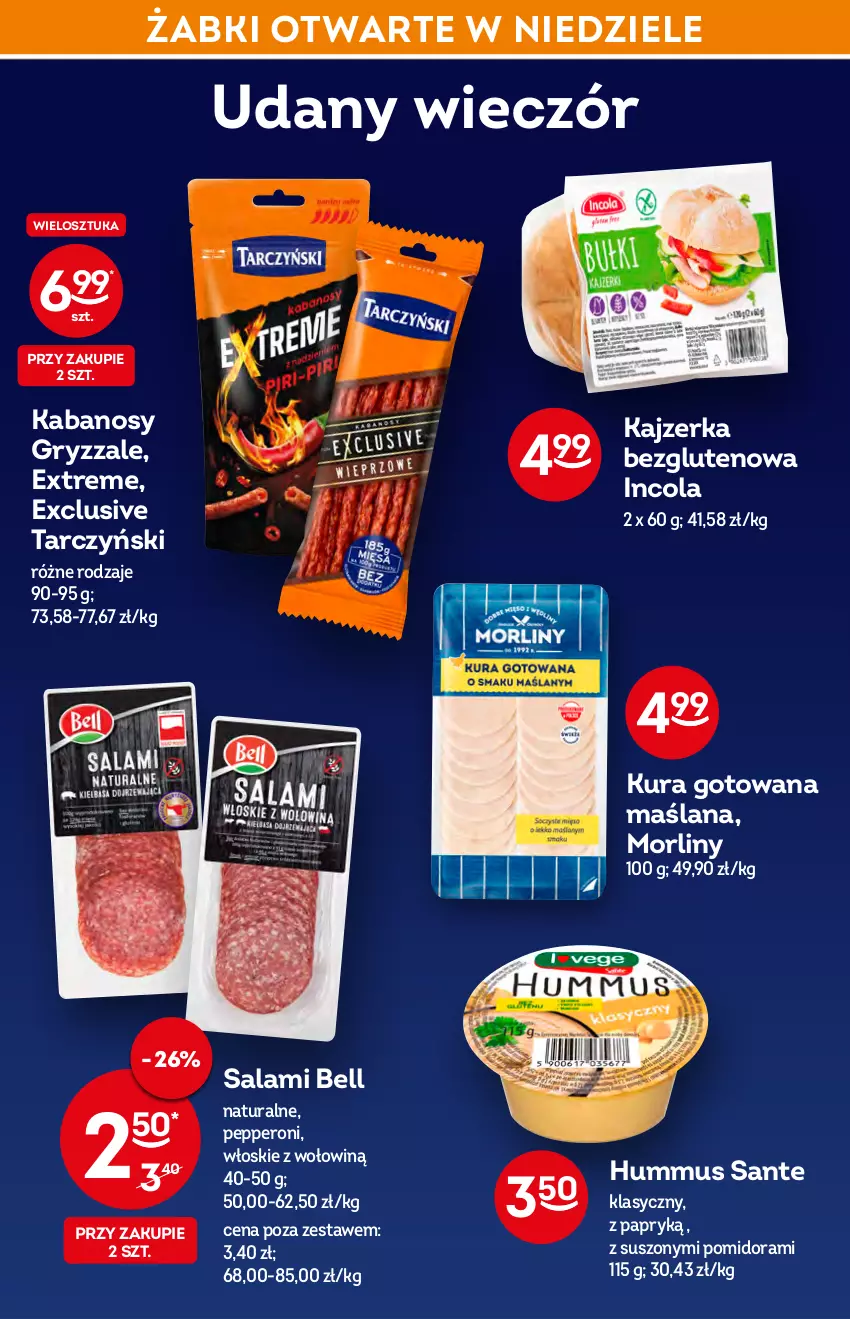 Gazetka promocyjna Żabka - ważna 18.05 do 24.05.2022 - strona 42 - produkty: Bell, Gry, Hummus, Kabanos, Kajzerka, LANA, Morliny, Mus, Salami, Sante, Tarczyński