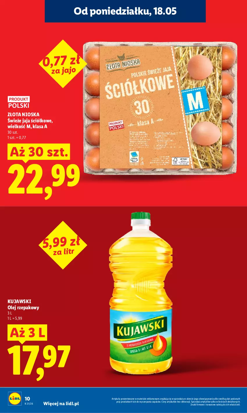 Gazetka promocyjna Lidl - Gazetka ważna od 18.05 do 20.05 - ważna 18.05 do 20.05.2026 - strona 10 - produkty: Jaja, Kujawski, Olej, Olej rzepakowy