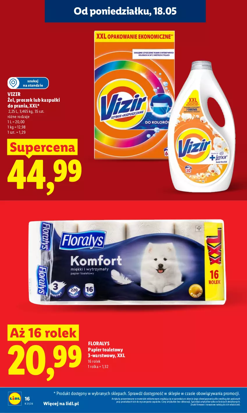 Gazetka promocyjna Lidl - Gazetka ważna od 18.05 do 20.05 - ważna 18.05 do 20.05.2026 - strona 16 - produkty: Flora, Papier, Papier toaletowy, Vizir