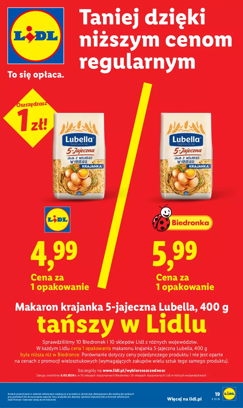 Gazetka promocyjna Lidl - Gazetka ważna od 18.05 do 20.05 - ważna 18.05 do 20.05.2026 - strona 19 - produkty: Bell, Bella, Dron, Lubella, Makaron, Por