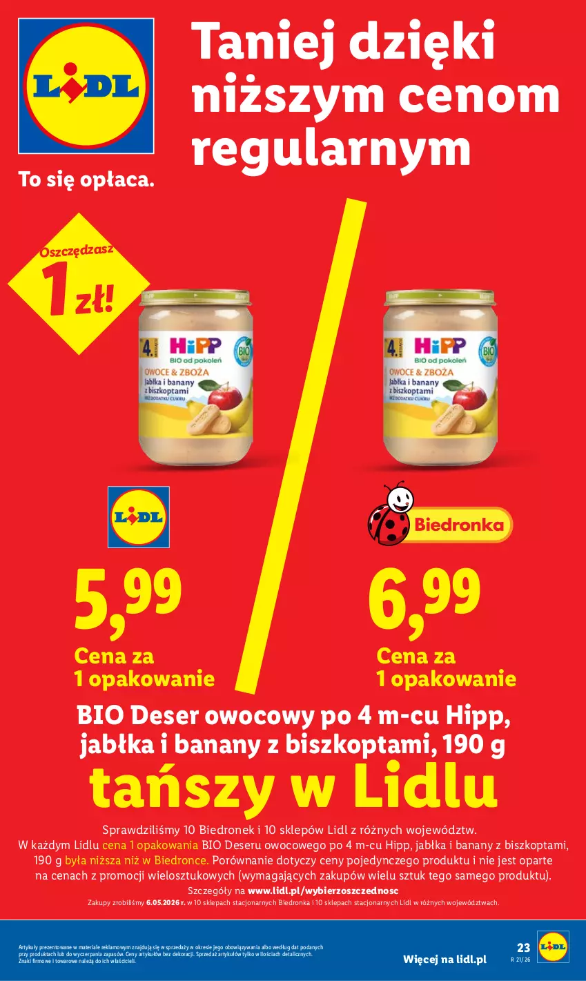 Gazetka promocyjna Lidl - Gazetka ważna od 18.05 do 20.05 - ważna 18.05 do 20.05.2026 - strona 23 - produkty: Banany, Deser, Deser owocowy, Dron, HiPP, Jabłka, Por, Ser