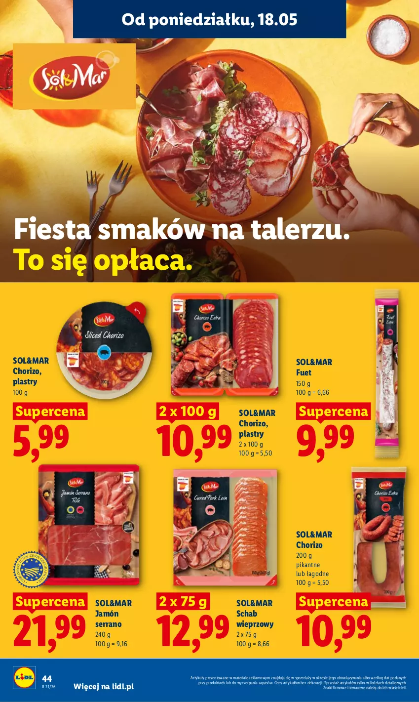 Gazetka promocyjna Lidl - Gazetka ważna od 18.05 do 20.05 - ważna 18.05 do 20.05.2026 - strona 44 - produkty: Jamón serrano, Schab wieprzowy, Ser, Talerz
