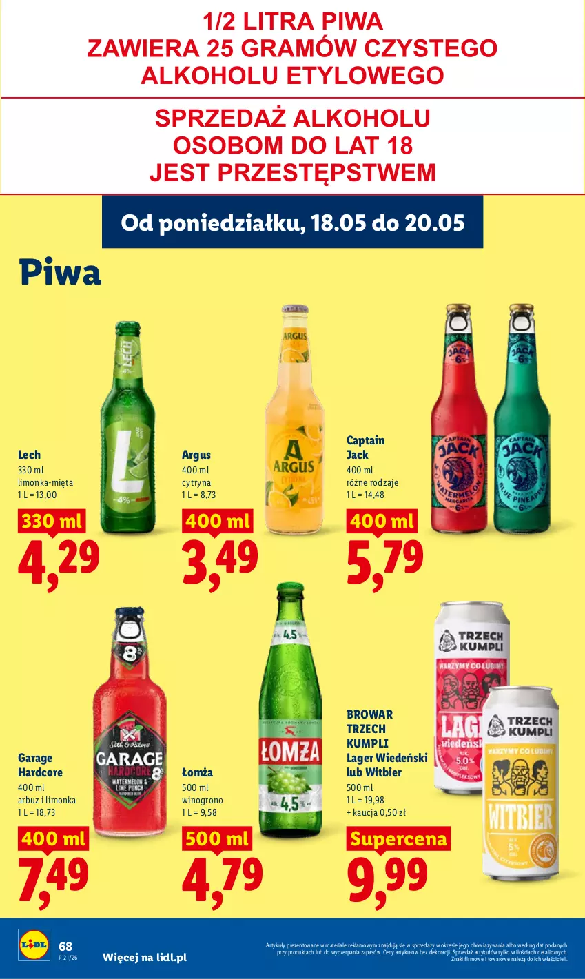 Gazetka promocyjna Lidl - Gazetka ważna od 18.05 do 20.05 - ważna 18.05 do 20.05.2026 - strona 70 - produkty: Arbuz, Captain Jack, Limonka, Mięta, Piwa, Wino
