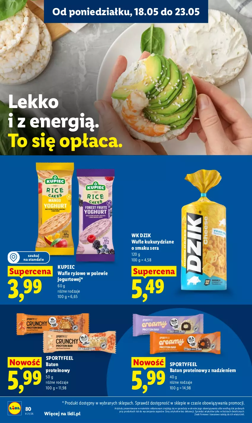 Gazetka promocyjna Lidl - Gazetka ważna od 18.05 do 20.05 - ważna 18.05 do 20.05.2026 - strona 84 - produkty: Baton, Jogurt, Kupiec, Piec, Por, Ryż, Ser, Sport, Wafle