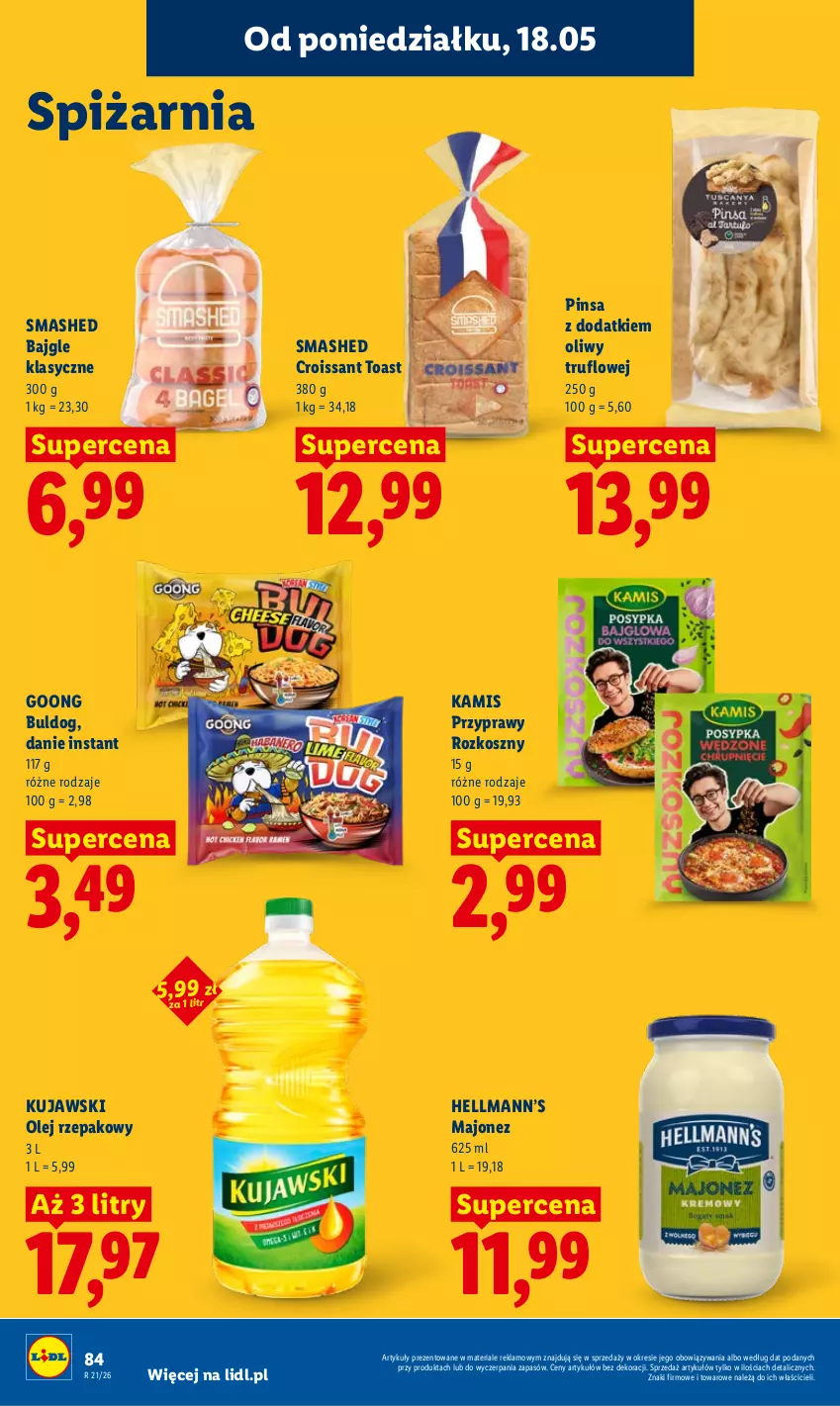 Gazetka promocyjna Lidl - Gazetka ważna od 18.05 do 20.05 - ważna 18.05 do 20.05.2026 - strona 88 - produkty: Bajgle, Croissant, Hellmann’s, Kamis, Kosz, Kujawski, Majonez, Olej, Olej rzepakowy, Przyprawy