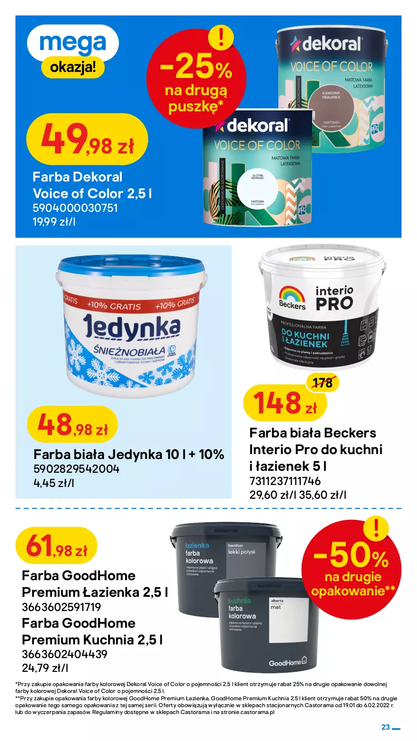 Gazetka promocyjna Castorama - Gazetka Castorama - ważna 19.01 do 06.02.2022 - strona 23 - produkty: Astor, Beckers, Dekoral, Fa, Kuchnia, Rama, Ser