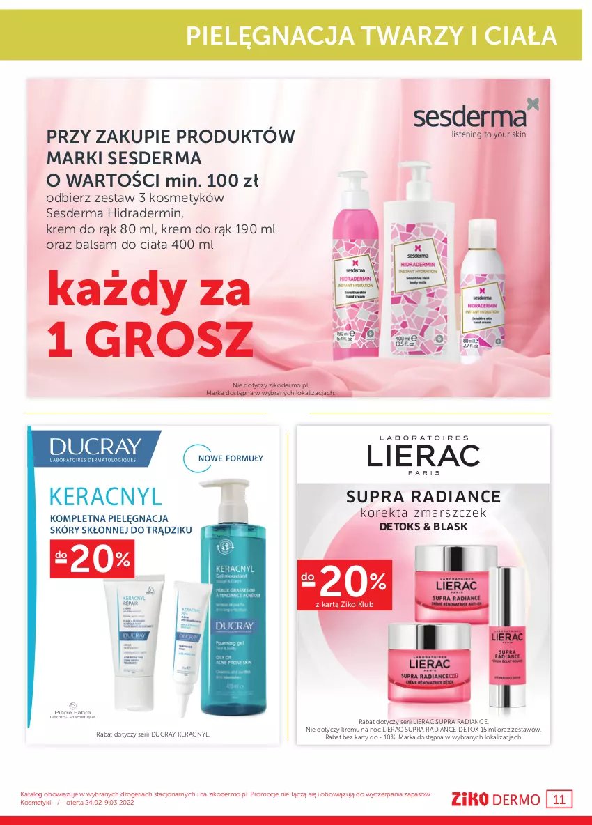 Gazetka promocyjna Ziko - 24.02-9.03.2022 - ważna 24.02 do 09.03.2022 - strona 11 - produkty: Balsam do ciała, Ducray, Krem do rąk, Lierac, Makijaż, Mars, Maska, Ser, Sesderma