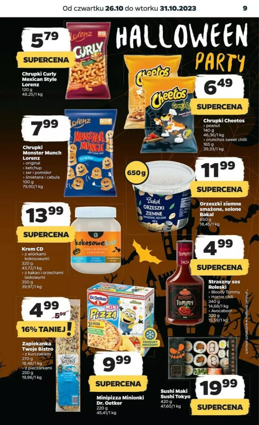 Gazetka promocyjna Netto - ważna 26.10 do 31.10.2023 - strona 13 - produkty: Cebula, Cheetos, Chrupki, Dr. Oetker, Fa, Gin, Kokos, Kurczak, Lorenz, Monster Munch, Orzeszki, Orzeszki ziemne, Piec, Pieczarka, Ser, Sos