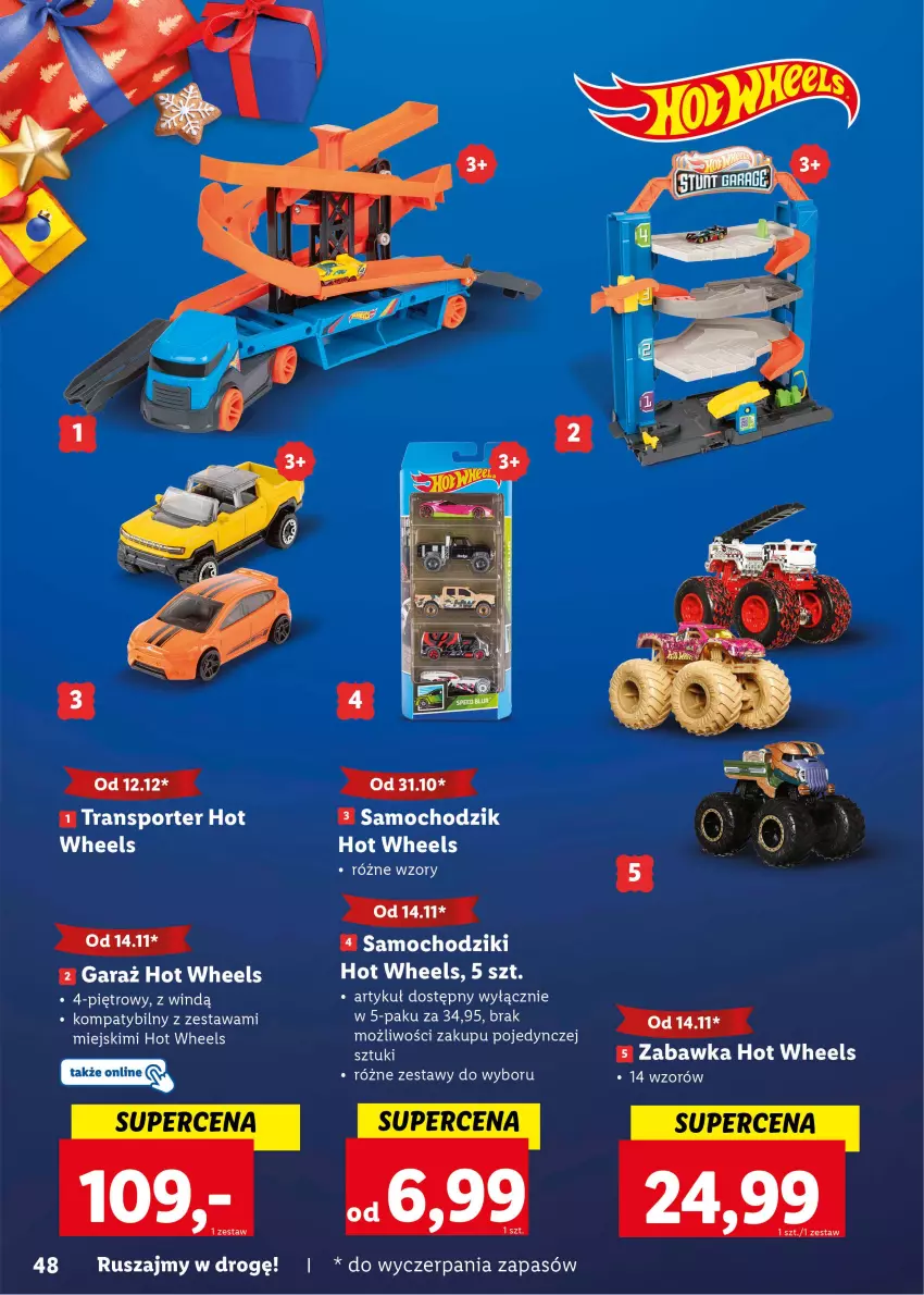 Gazetka promocyjna Lidl - KATALOG ZABAWKI - ważna 07.11.2022 do 06.01.2023 - strona 48 - produkty: Chodzik, Garaż, Hot Wheels, Por, Samochodziki, Sport, Tran, Zabawka