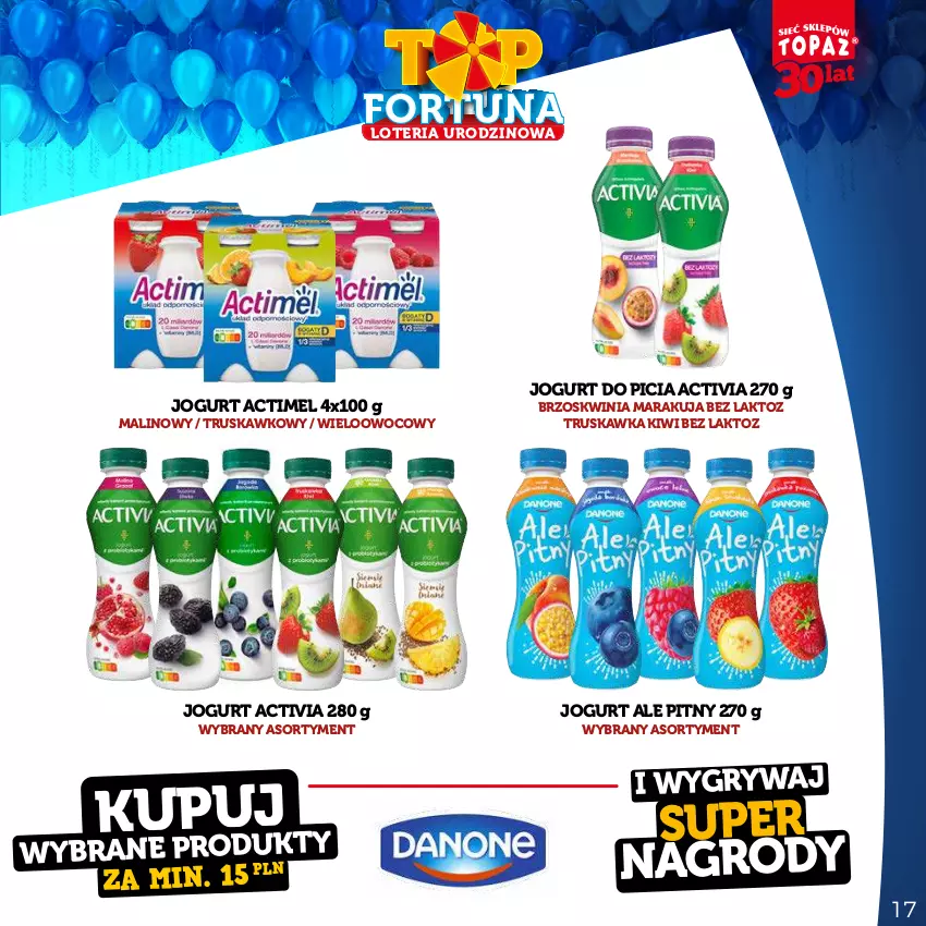 Gazetka promocyjna Topaz - Gazetka - ważna 21.08 do 15.10.2023 - strona 17 - produkty: Actimel, Activia, Gry, Jogurt, Kiwi