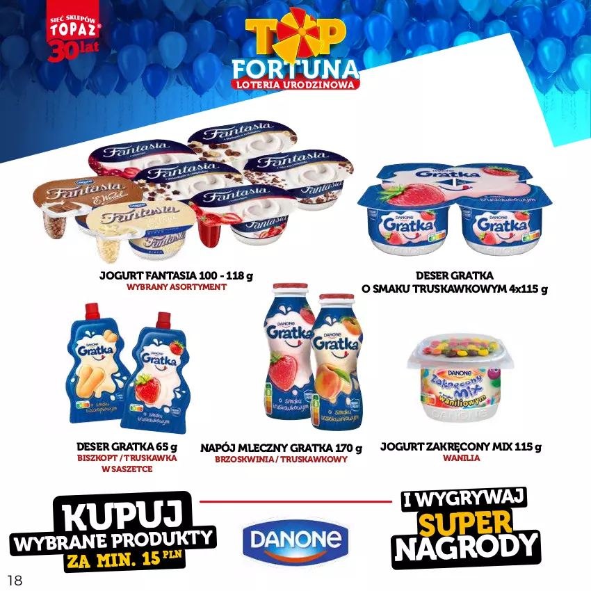 Gazetka promocyjna Topaz - Gazetka - ważna 21.08 do 15.10.2023 - strona 18 - produkty: Deser, Fa, Fanta, Gra, Gry, Jogurt, Napój, Napój mleczny, Ser