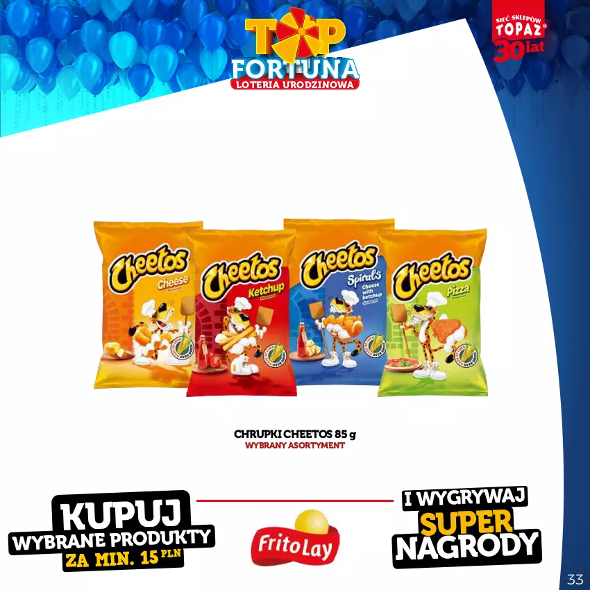 Gazetka promocyjna Topaz - Gazetka - ważna 21.08 do 15.10.2023 - strona 33 - produkty: Cheetos, Chrupki, Gry