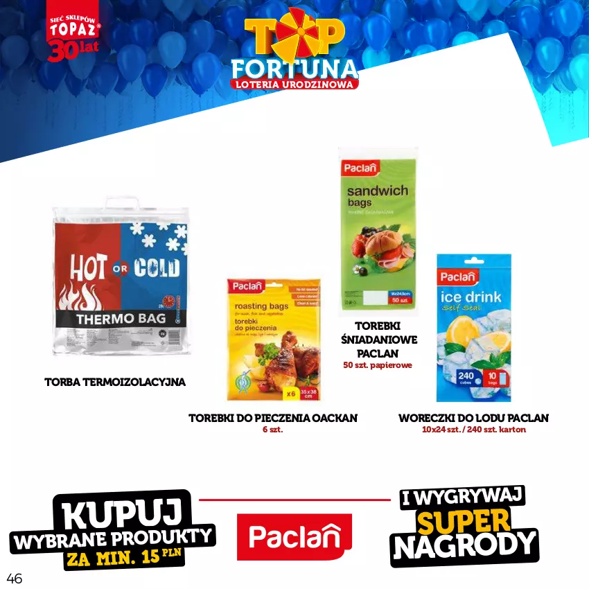 Gazetka promocyjna Topaz - Gazetka - ważna 21.08 do 15.10.2023 - strona 46 - produkty: Danio, Gry, Papier, Piec, Torba, Torebki do pieczenia, Woreczki do lodu