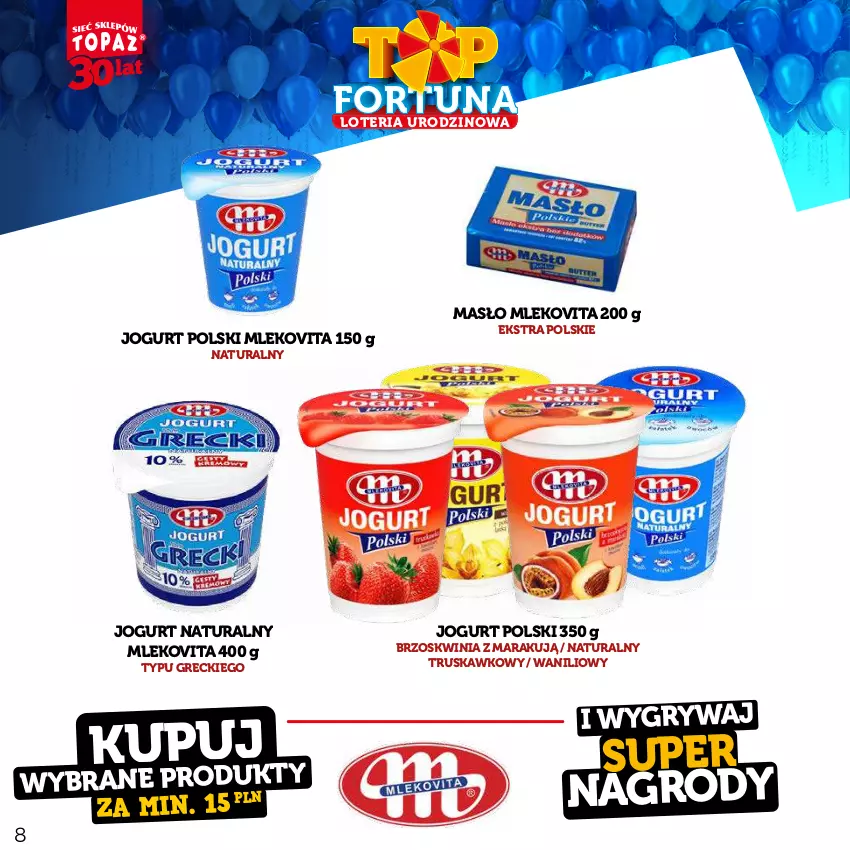 Gazetka promocyjna Topaz - Gazetka - ważna 21.08 do 15.10.2023 - strona 8 - produkty: Gry, Jogurt, Jogurt naturalny, Masło, Mleko, Mlekovita