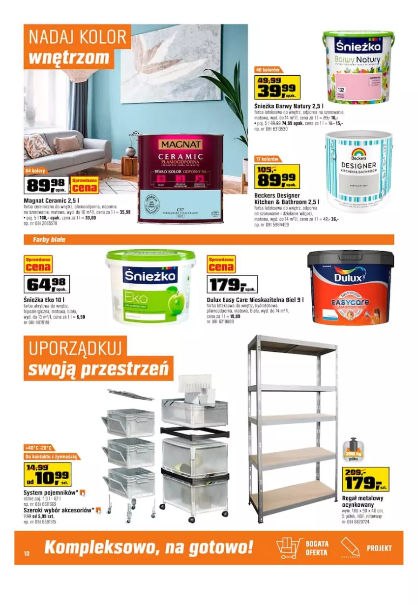 Gazetka promocyjna Obi - Gazetka OBI - ważna 29.06 do 12.07.2022 - strona 10 - produkty: Beckers, Cynk, Dulux, Fa, Farba akrylowa, Farba ceramiczna, Farba lateksowa, LG, Magnat Ceramic, Pojemnik, Por, Rama, Regał, Regał metalowy