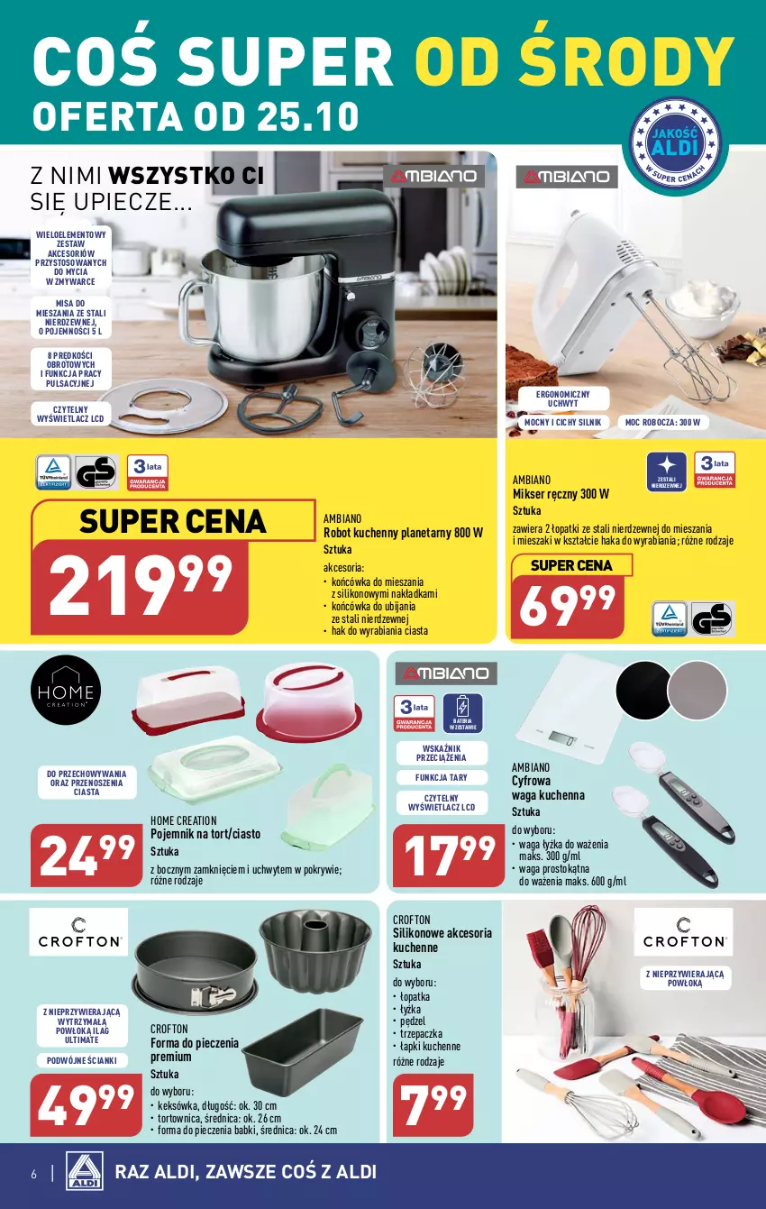 Gazetka promocyjna Aldi - Artykuły przemysłowe i tekstylia - ważna 25.10 do 28.10.2023 - strona 6 - produkty: Bateria, Forma do pieczenia, Keksówka, Mikser, Mikser ręczny, Piec, Pojemnik, Robot, Ser, Tortownica, Trzepaczka, Waga