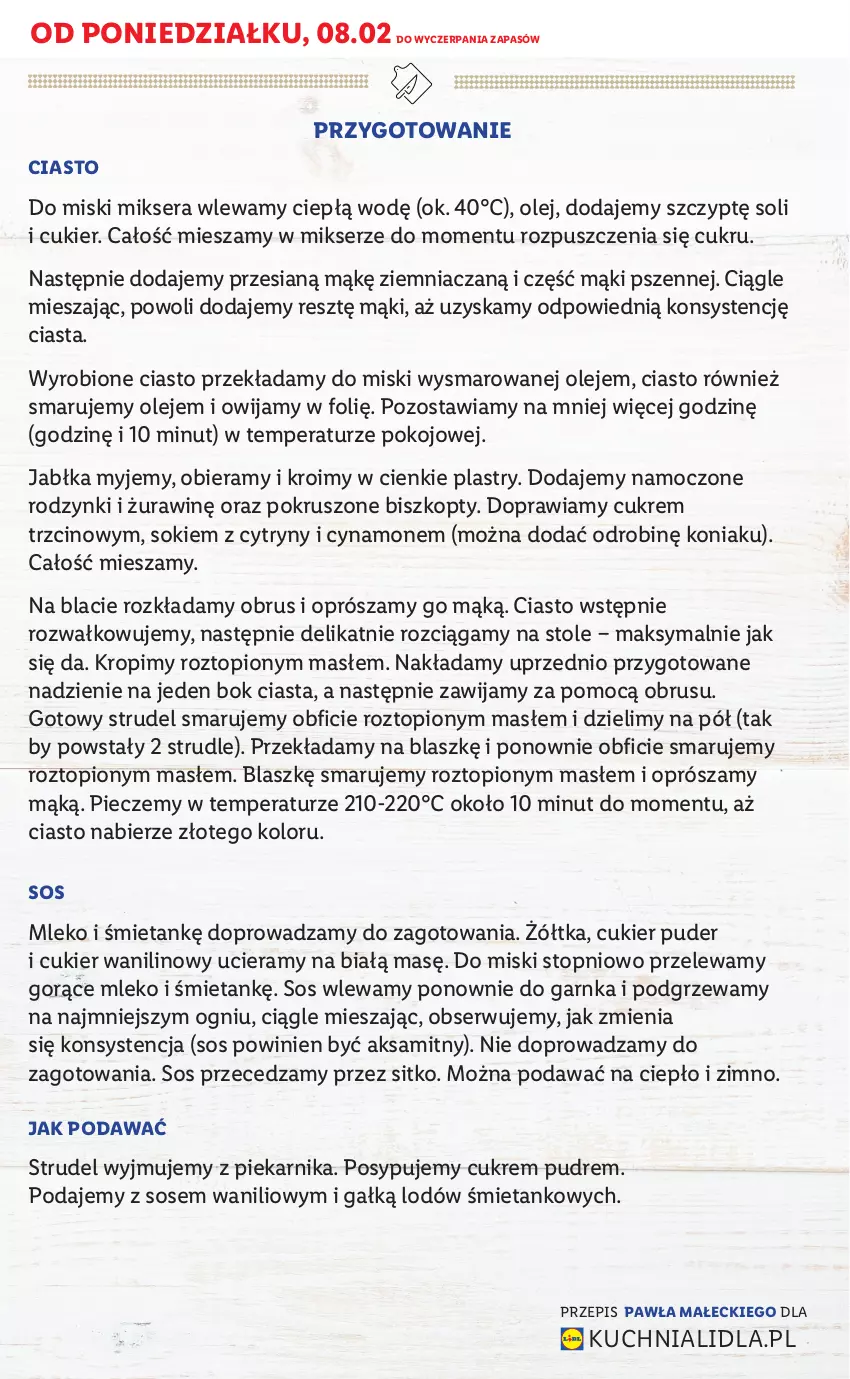 Gazetka promocyjna Lidl - TYDZIEŃ KUCHNI ALPEJSKIEJ - ważna 08.02 do 13.02.2021 - strona 11 - produkty: Aksam, Biszkopty, Cukier, Cukier puder, Cukier wanilinowy, Cytryny, Jabłka, Kuchnia, Mikser, Mleko, Obrus, Olej, Piec, Piekarnik, Puder, Rodzynki, Ser, Sitko, Sok, Sos, Top