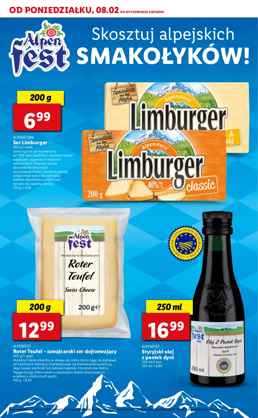 Gazetka promocyjna Lidl - TYDZIEŃ KUCHNI ALPEJSKIEJ - ważna 08.02 do 13.02.2021 - strona 6 - produkty: Burger, Cars, Kosz, LG, Limburger, Olej, Ser, Stek