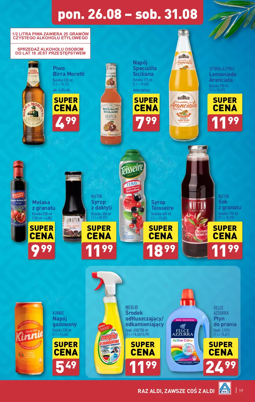 Gazetka promocyjna Aldi - Pełna oferta - ważna 26.08 do 31.08.2024 - strona 19 - produkty: Alpina, Gra, Granat, Lemoniada, Napój, Napój gazowany, Piwa, Piwo, Płyn do prania, Puma, Sok, Syrop