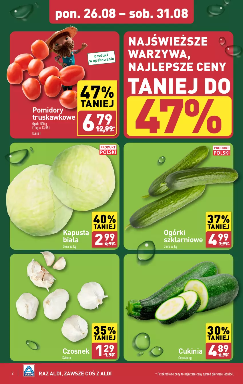 Gazetka promocyjna Aldi - Pełna oferta - ważna 26.08 do 31.08.2024 - strona 2 - produkty: Czosnek, Pomidory, Warzywa