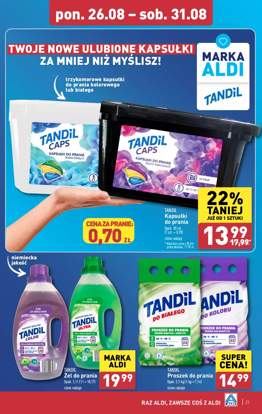 Gazetka promocyjna Aldi - Pełna oferta - ważna 26.08 do 31.08.2024 - strona 21 - produkty: Kapsułki do prania, Proszek do prania